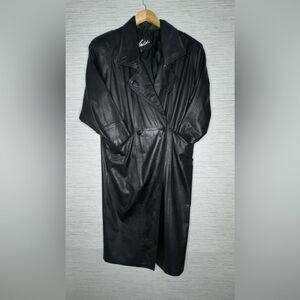 Winlet 1990s Women’s Size XL Black Genuine Leather High/Low Jacket Shoulder Pads